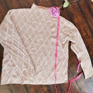 XL Halston Brown Herringbone Sweater